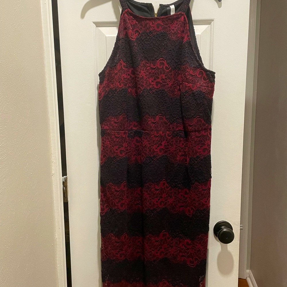Kensie XL lace burgundy and black dress